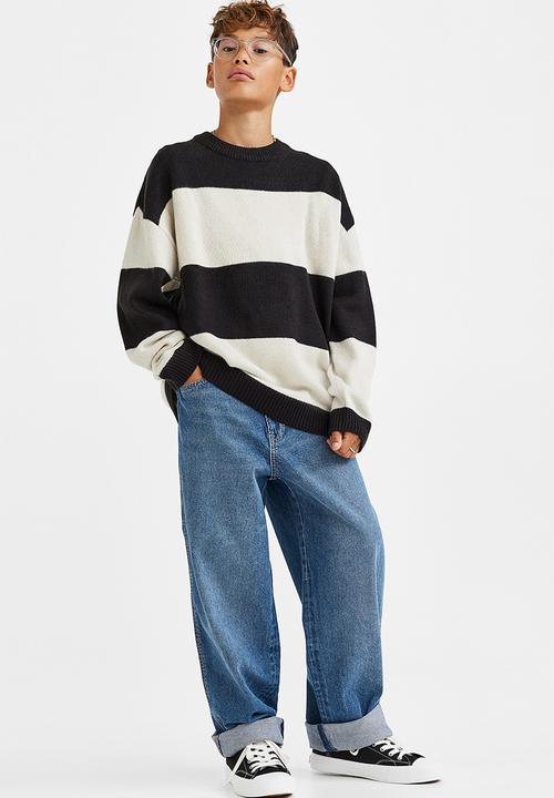 H&M - Jacquard-knit jumper - black/block-striped