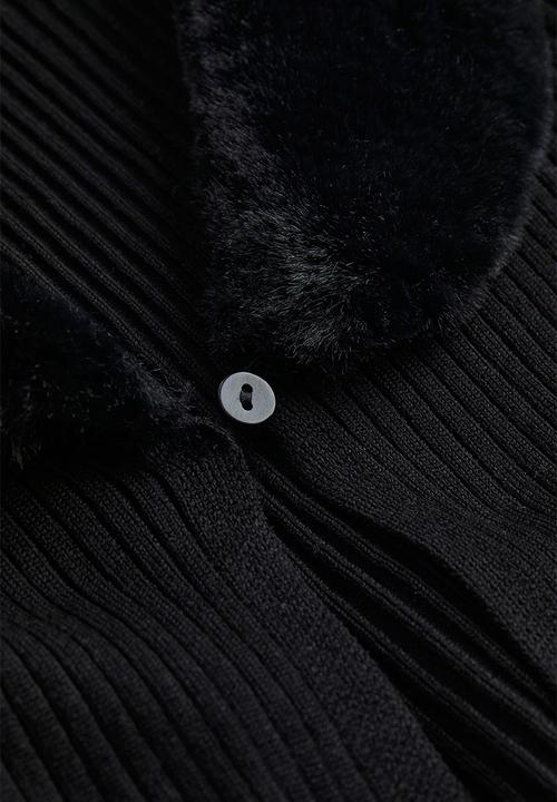 H&M - Fluffy-collared cardigan - black