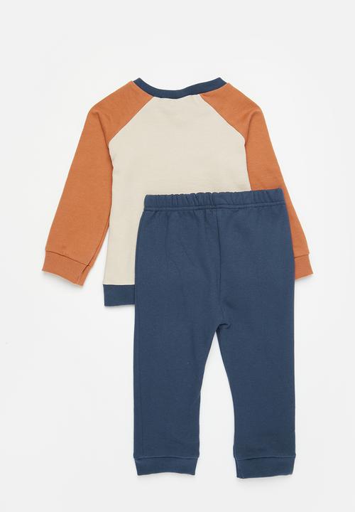 Superbalist - Colourblock tracksuit set  - navy & dusty cedar
