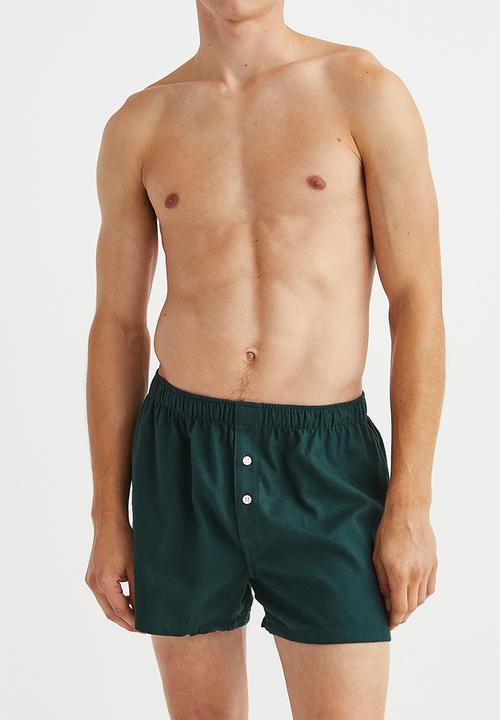 H&M - 3-Pack woven cotton boxer shorts - red/dark green