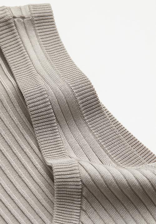 H&M - Rib-knit bodycon dress - light mole