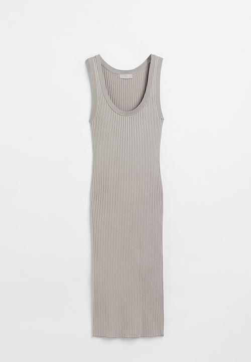 H&M - Rib-knit bodycon dress - light mole