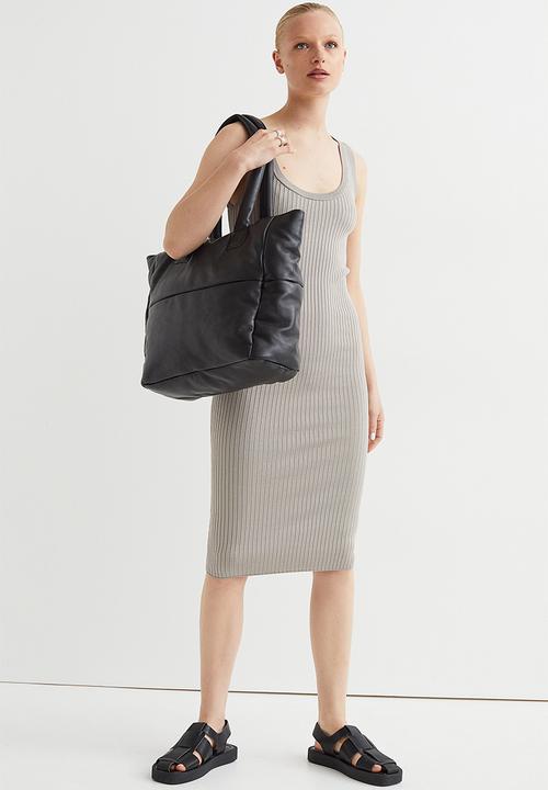 H&M - Rib-knit bodycon dress - light mole
