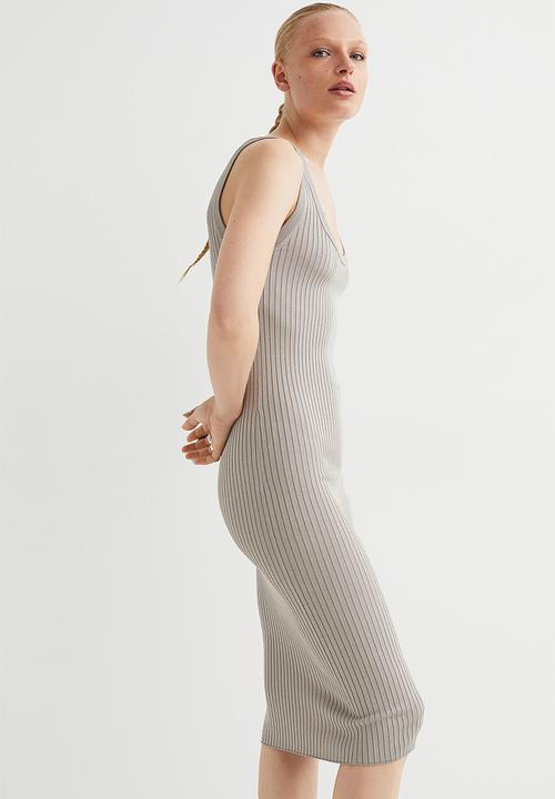 H&M - Rib-knit bodycon dress - light mole