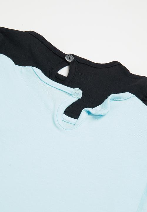 Superbalist - 2 Pack frill sleeve tees - black & aqua