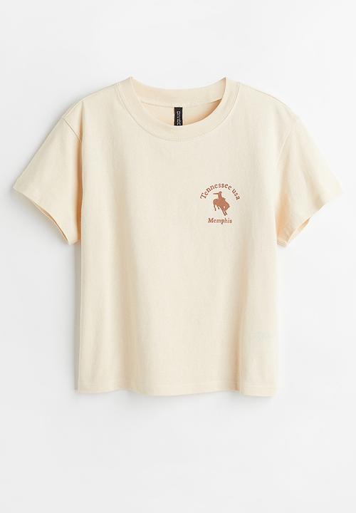 H&M - Printed T-shirt - light beige/rodeo rider