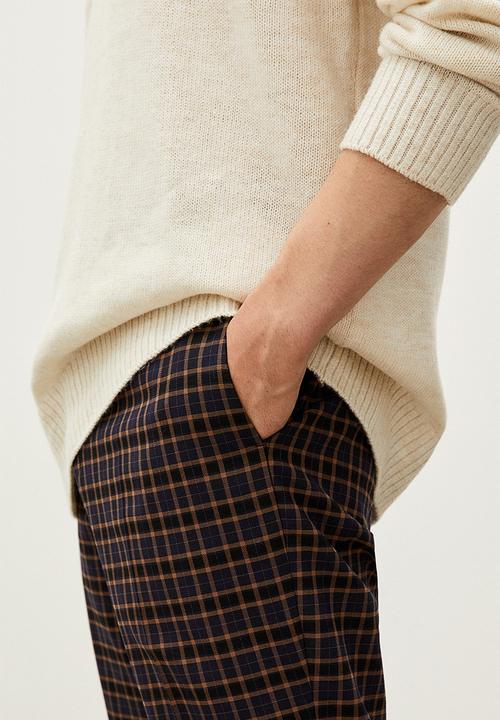 H&M - Slim fit trousers - dark blue/brown checked