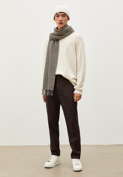 H&M - Slim fit trousers - dark blue/brown checked