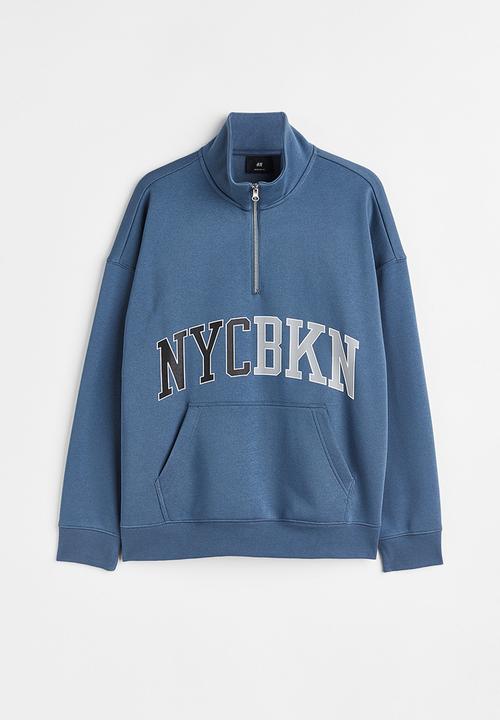H&M - Oversized zip-top sweatshirt - blue/nycbkn
