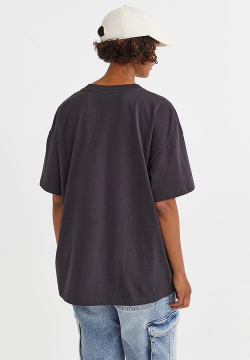 H&M - Oversized printed t-shirt - dark grey/nirvana