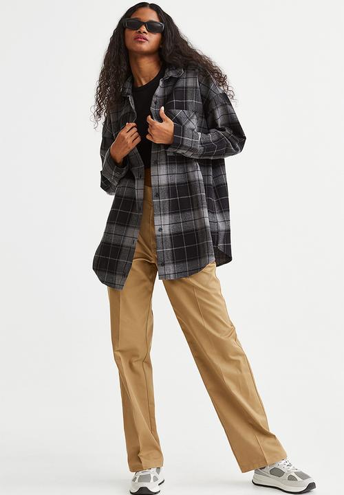 H&M - Oversized flannel shirt -  black/checked