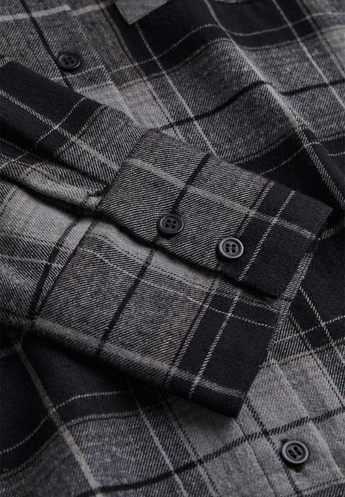 H&M - Oversized flannel shirt -  black/checked