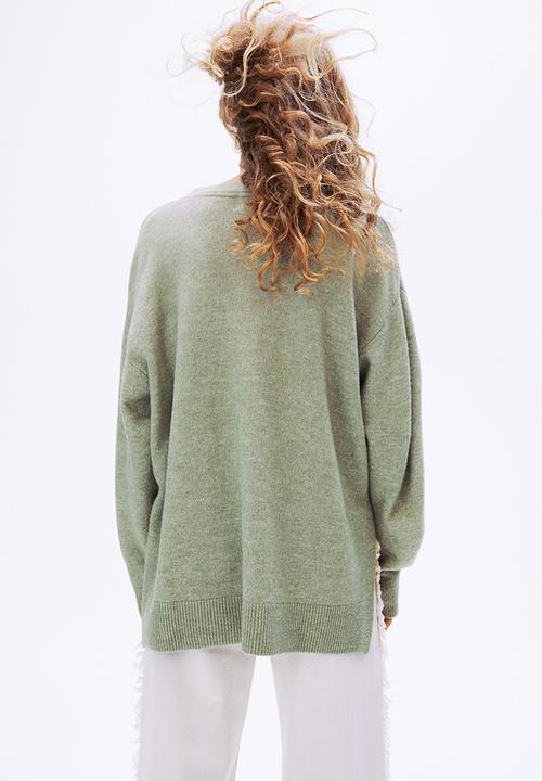 H&M - Oversized jumper -  light khaki green