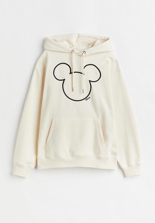 H&M - Motif-front hoodie - cream/mickey mouse