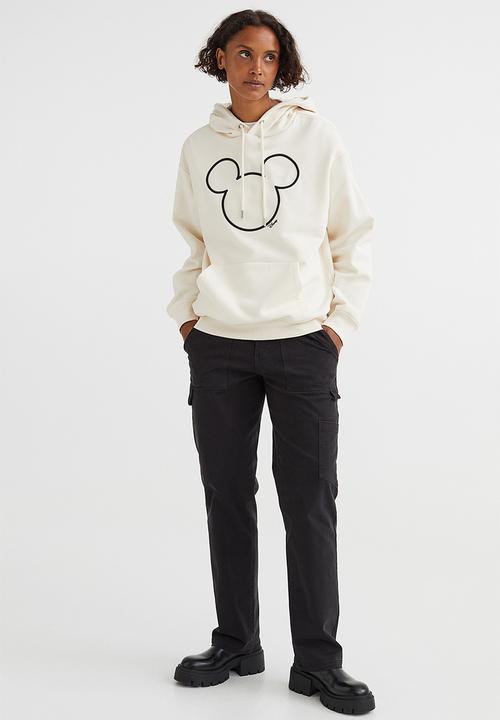 H&M - Motif-front hoodie - cream/mickey mouse