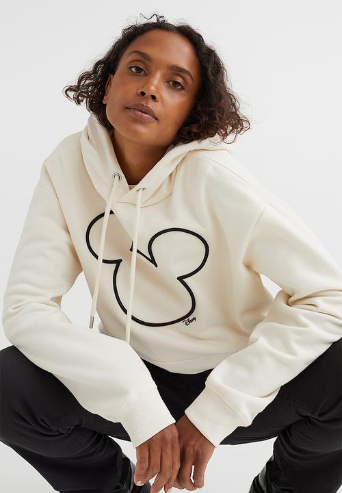 H&M - Motif-front hoodie - cream/mickey mouse