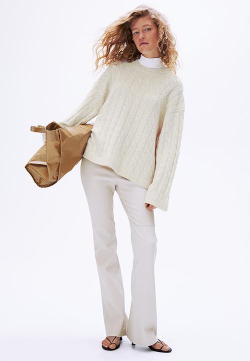 H&M - Oversized cable-knit jumper - light beige marl