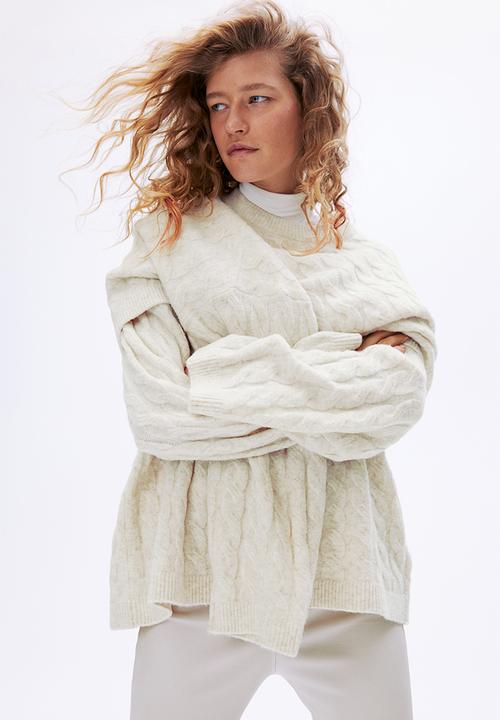 H&M - Oversized cable-knit jumper - light beige marl
