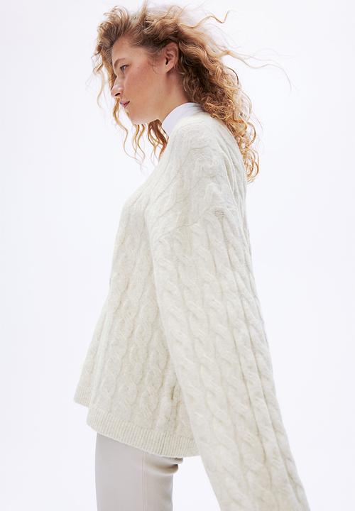 H&M - Oversized cable-knit jumper - light beige marl