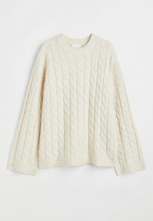 H&M - Oversized cable-knit jumper - light beige marl