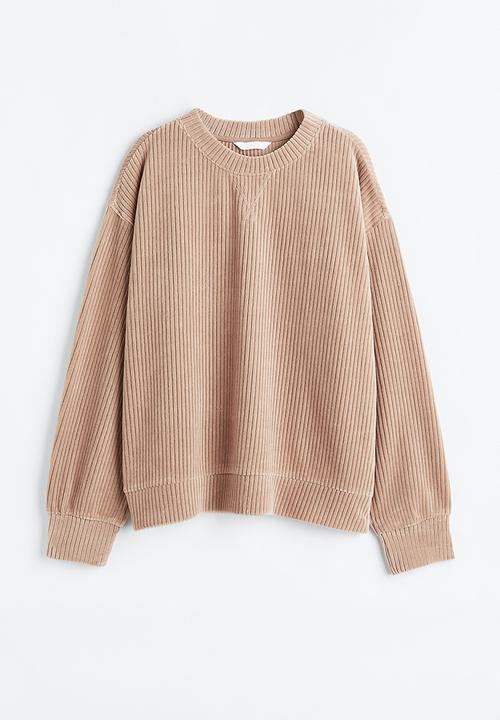 H&M - Ribbed velour top - beige