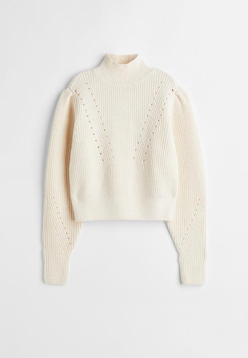H&M - Rib-knit turtleneck jumper - natural white