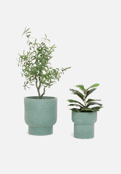 Sixth Floor - Fiber cement pot set of 2 - blue