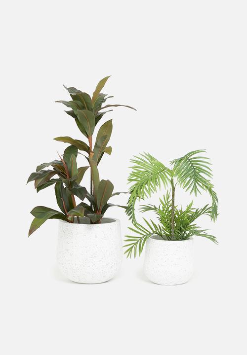 Sixth Floor - Fiber cement pot set of 2 - white terazzo