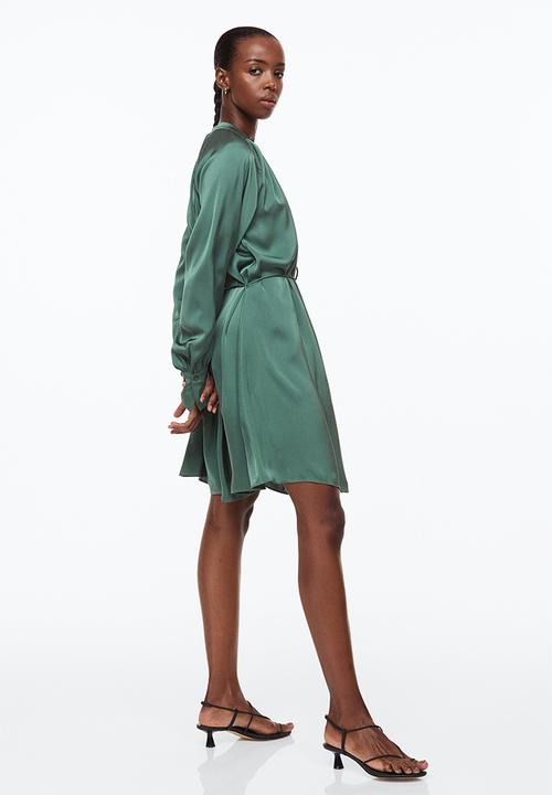 H&M - Short satin dress - dark green