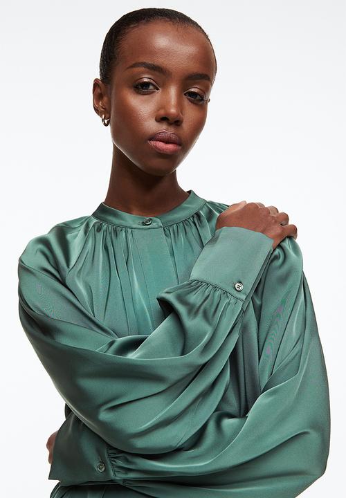 H&M - Short satin dress - dark green