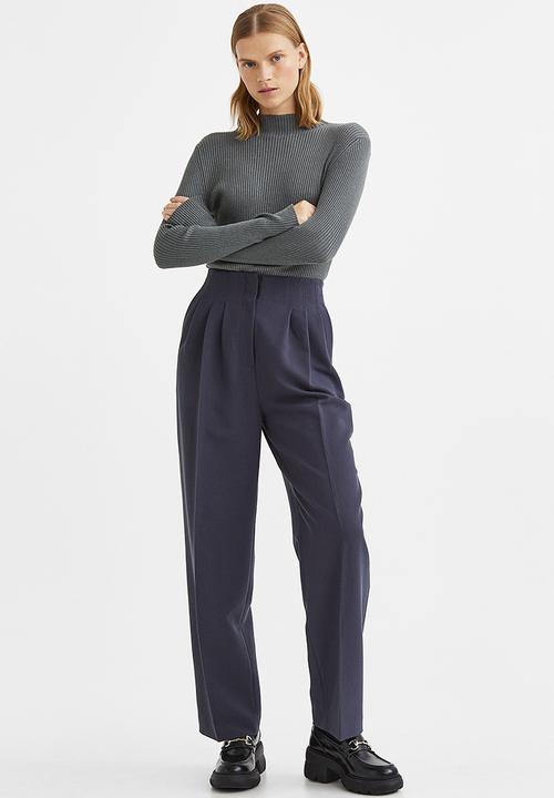 H&M - Rib-knit jumper - dark grey-green