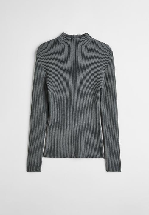 H&M - Rib-knit jumper - dark grey-green
