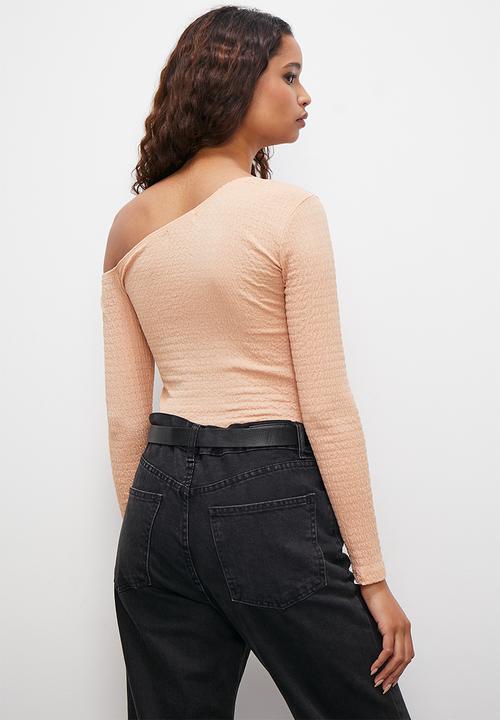 Superbalist - Asymmetric textured bodysuit - stone