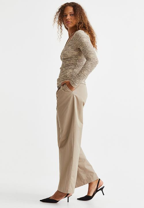 H&M - Ribbed jersey top - beige marl