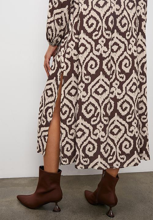 Superbalist - Button through raglan shirt dress - choc ikat