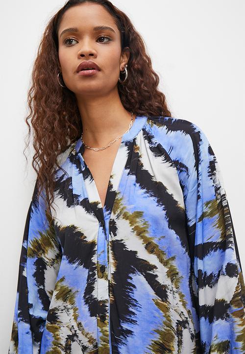 Superbalist - Button through raglan shirt dress - bold abstract