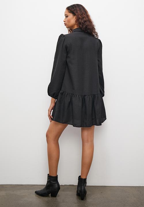 Superbalist - Drop waist mini shirt dress - black