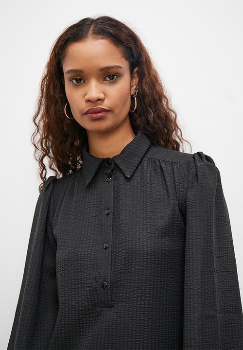 Superbalist - Drop waist mini shirt dress - black