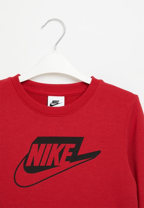 Nike - B nsw club ssnl aop ft crew - gym red