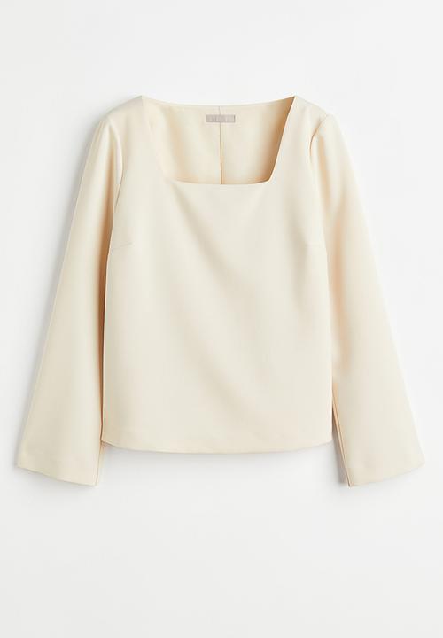 H&M - Square-necked blouse - white