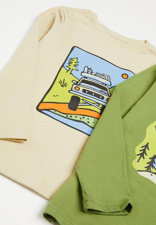 Superbalist - 2 Pack graphic tee - green & neutral