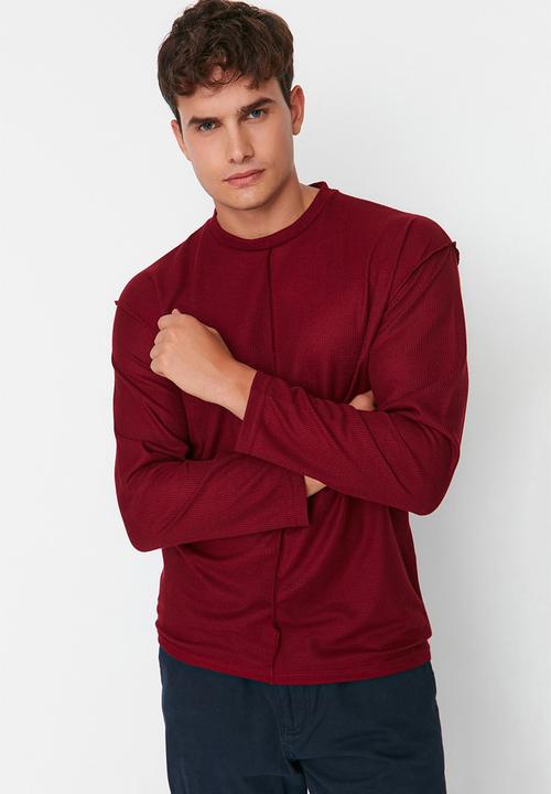 Trendyol - Raw essential T-shirt - burgundy