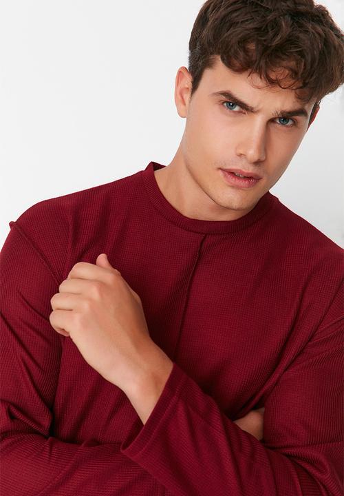 Trendyol - Raw essential T-shirt - burgundy