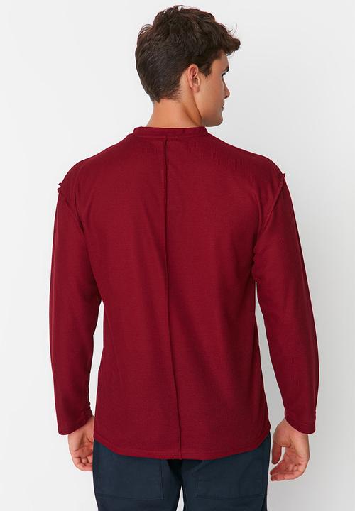 Trendyol - Raw essential T-shirt - burgundy