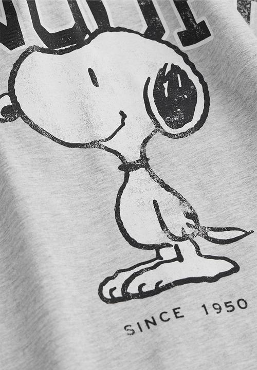 H&M - Oversized printed T-shirt - light grey marl/snoopy