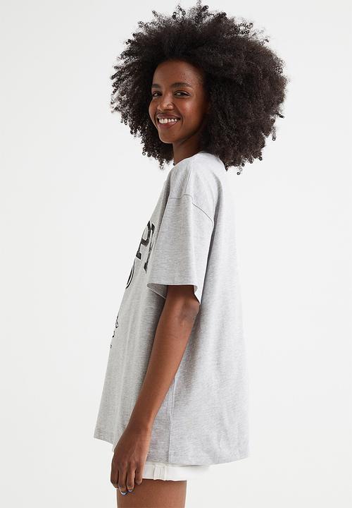 H&M - Oversized printed T-shirt - light grey marl/snoopy