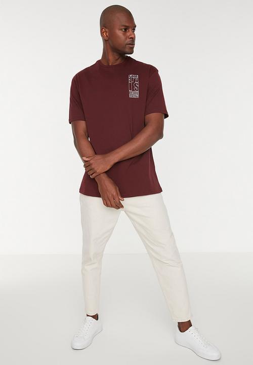 Trendyol - Side print T-shirt - burgundy