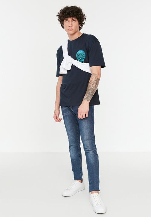 Trendyol - Backprint T-shirt - navy