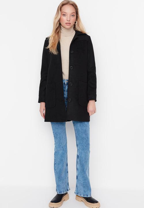 Trendyol - Button down stamp coat - black