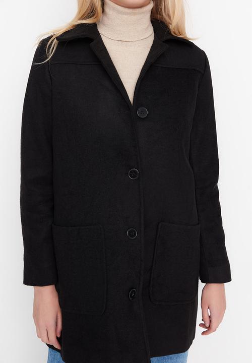 Trendyol - Button down stamp coat - black